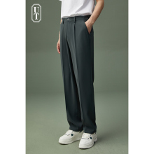 Design inspired casual pants for men, loose, straight tube, breathable long pants for men, summer thin style, hanging wide leg, versatile suit pants