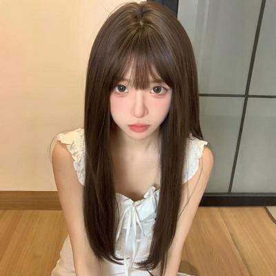 taobao agent 假发女长发长直发空气刘海Lolita圆脸甜美自然夏天薄款网红JK全头