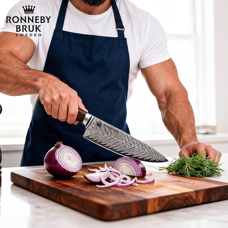 Швеция Кухонный нож RonnebyBruk из дамасской стали Sande Knife Кухонный нож шеф-повара Бытовой нож для нарезки мяса