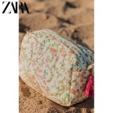 ZARA2026 ранняя осень, новая женская стеганая косметичка с цветочным принтом 3920248 050