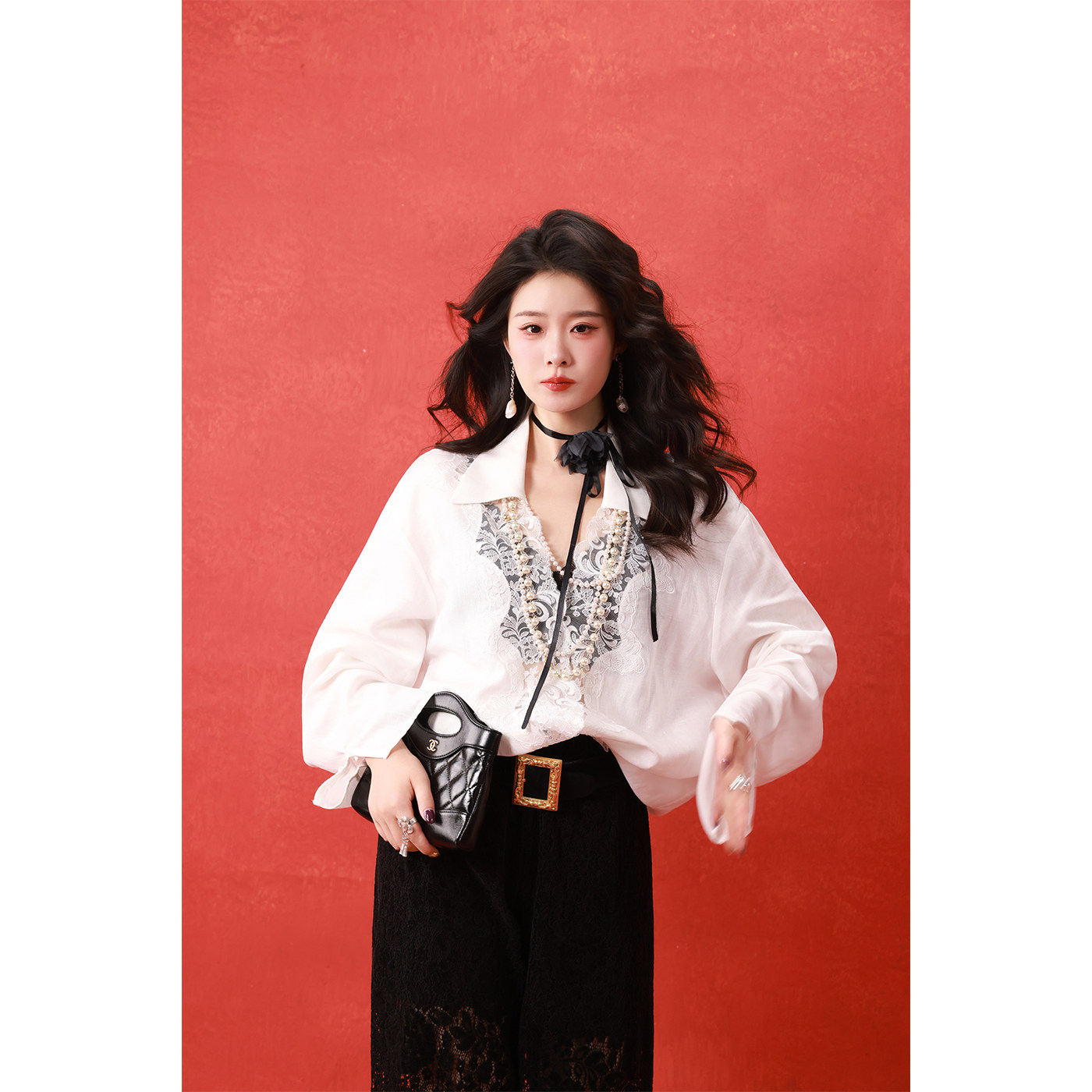dangdang somes "Daijianyin" New Chinese Style Top, Tencel Linen Lace Patchwork White Shirt for Women