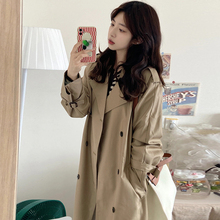 Khaki trench coat women's mid length 2023 early spring and autumn new high-end feeling small slim casual coat