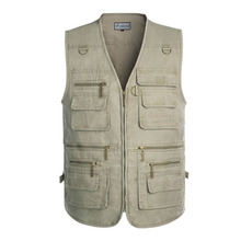 Middle aged and elderly vest, spring and autumn men's large-sized multi pocket camisole, outdoor photography, fishing vest, dad's vest