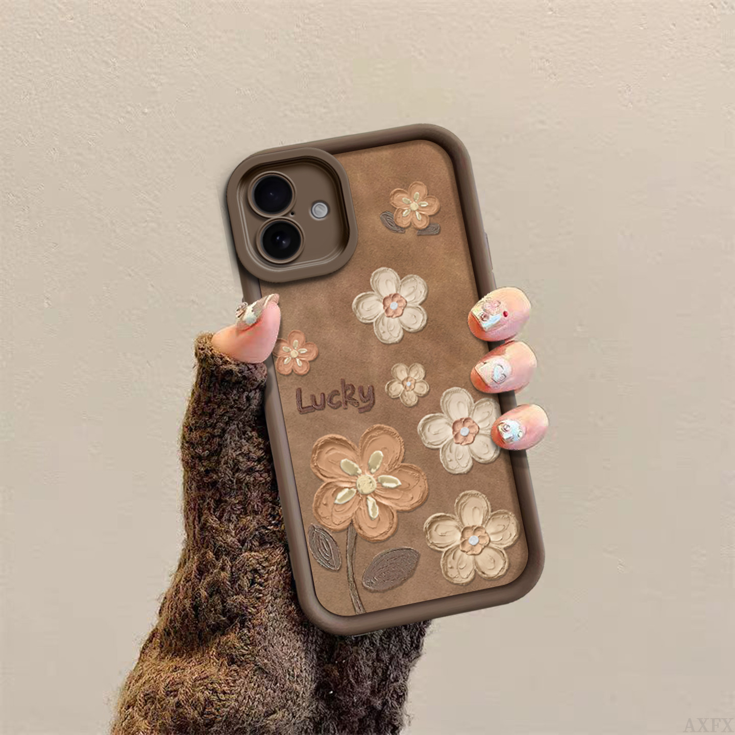 Compatible with Apple 17 phone case, 17 Pro anti-drop, Air oil painting small flower, 15 Pro Max new 17 Pro Max women's 16 stud buckle leather rope, 15 step 16 Pro shell, 15 Pro 16 Pro Max silicone