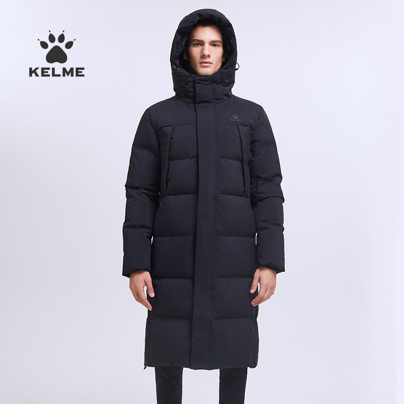 Спортивный пуховик KELME Kelme, мужская длинная зимняя утепленная куртка выше колена с капюшоном для футбольных тренировок