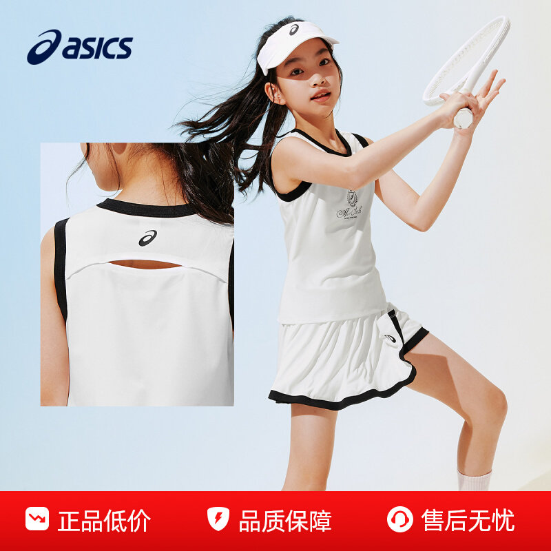 ASICS/Детская одежда ASICS от 2 до 6 лет для летних девочек, влагопоглощающий и быстросохнущий дышащий спортивный жилет, теннисный костюм