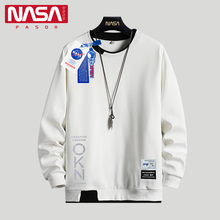 NASA Fashion Brand Fake Two Piece Round Neck Bottom Shirt 2023 Autumn/Winter New High School Students Long Sleeve Plush Sweater for Men