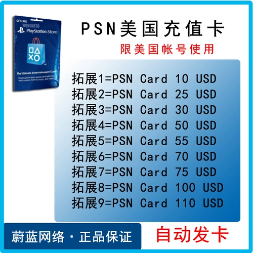 Карта с предоплатой волонтерской карты PSN American US Service Point Card