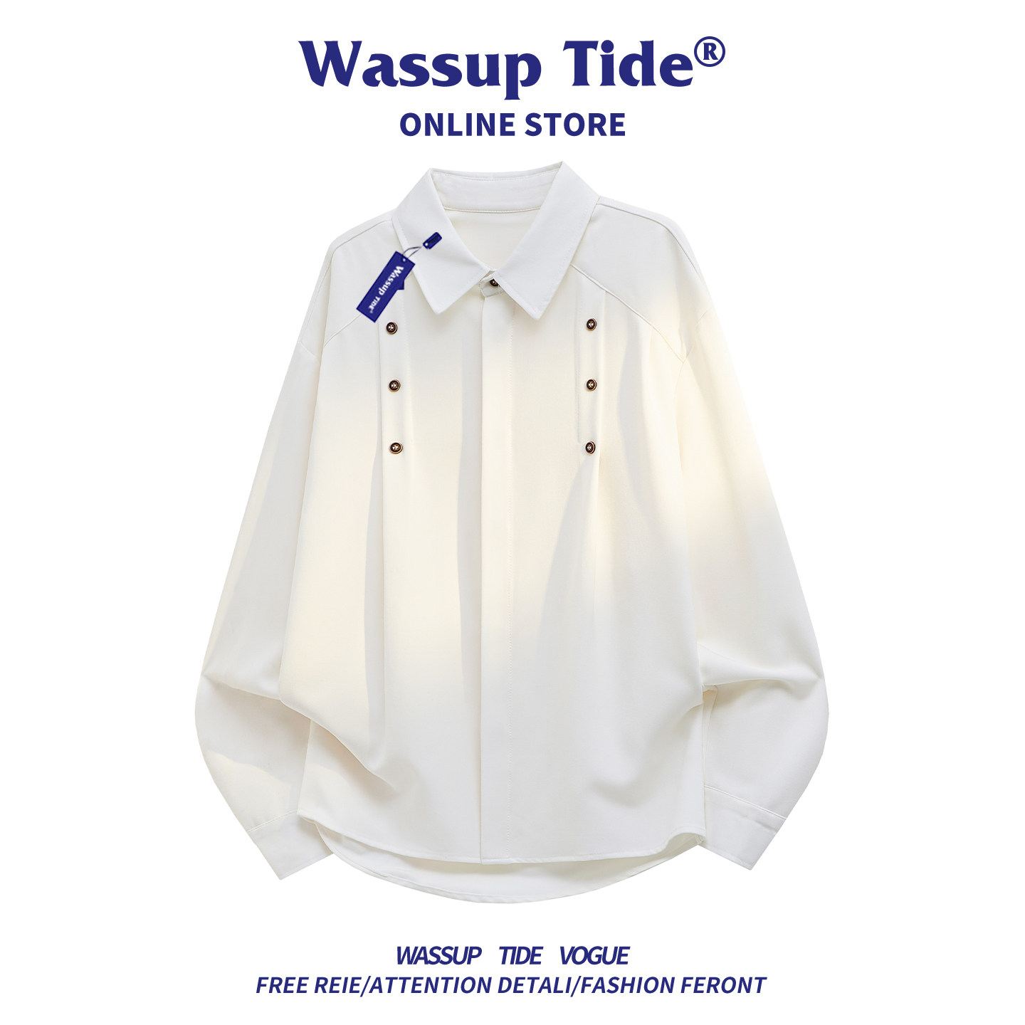 WASSUP TIDE бренд tide, рубашка с длинными рукавами и отворотом в стиле ретро, мужская весенняя и осенняя повседневная рубашка высокого класса