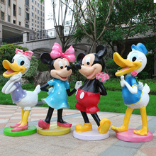 Garden Landscape Sculpture Fiberglass Cartoon Mickey Mouse and Donald Duck Kindergarten Outdoor Decoration Mall Beauty Decoration
