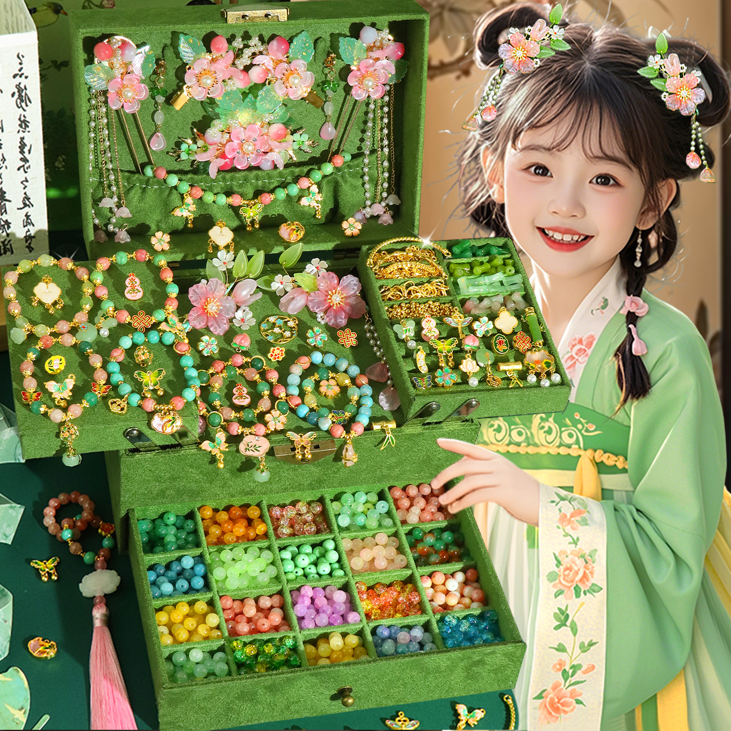 Подарок на день рождения для маленькой девочки, детская игрушка-головоломка старше 6 лет, 10 девочек, антикварная подарочная коробка ручной работы, украшенная бисером, 12