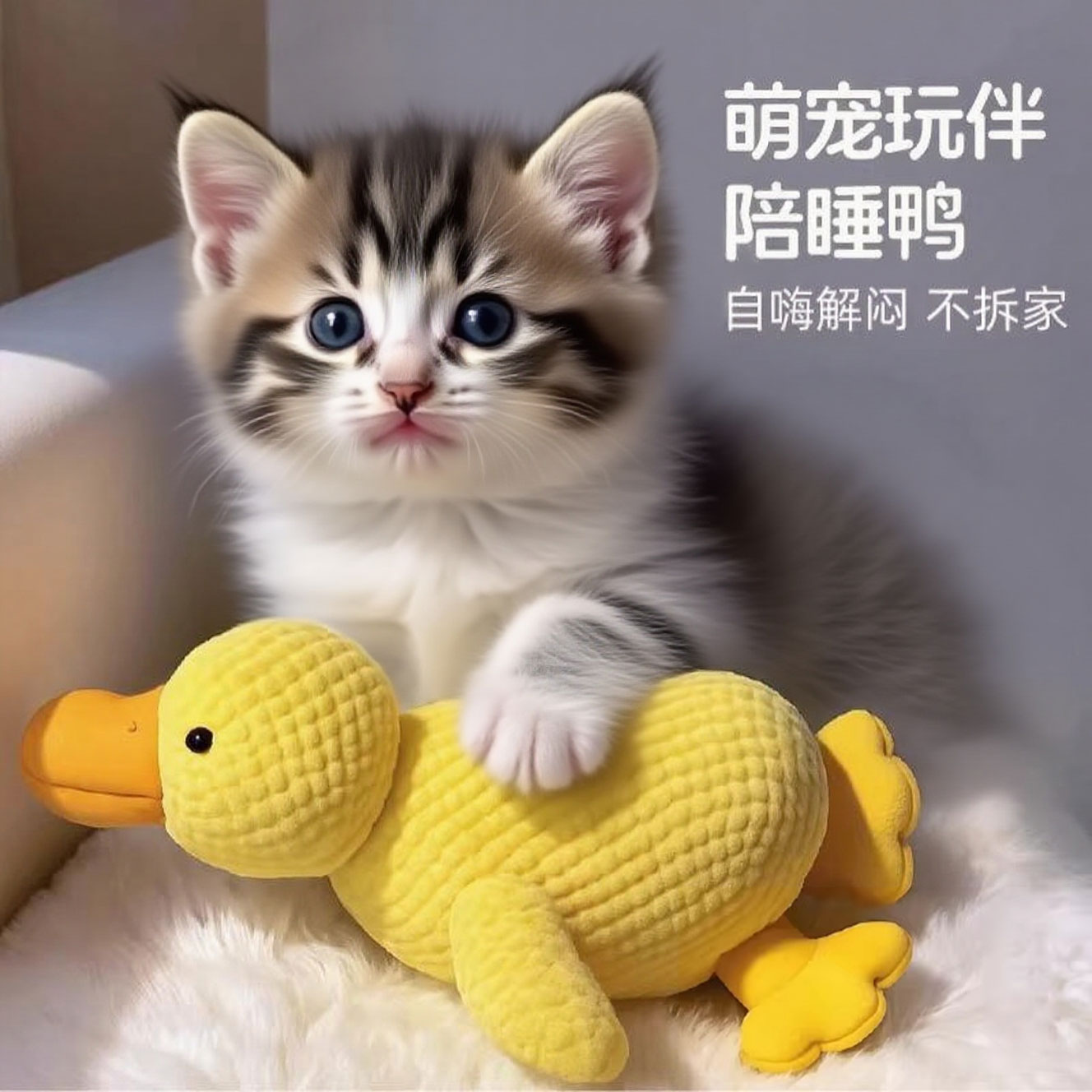 Игрушка для кошек, кричащая утка, вокальная маленькая желтая утка, плюшевая кукла-компаньон, облегчение домашних животных, самодельный артефакт, зоотовары