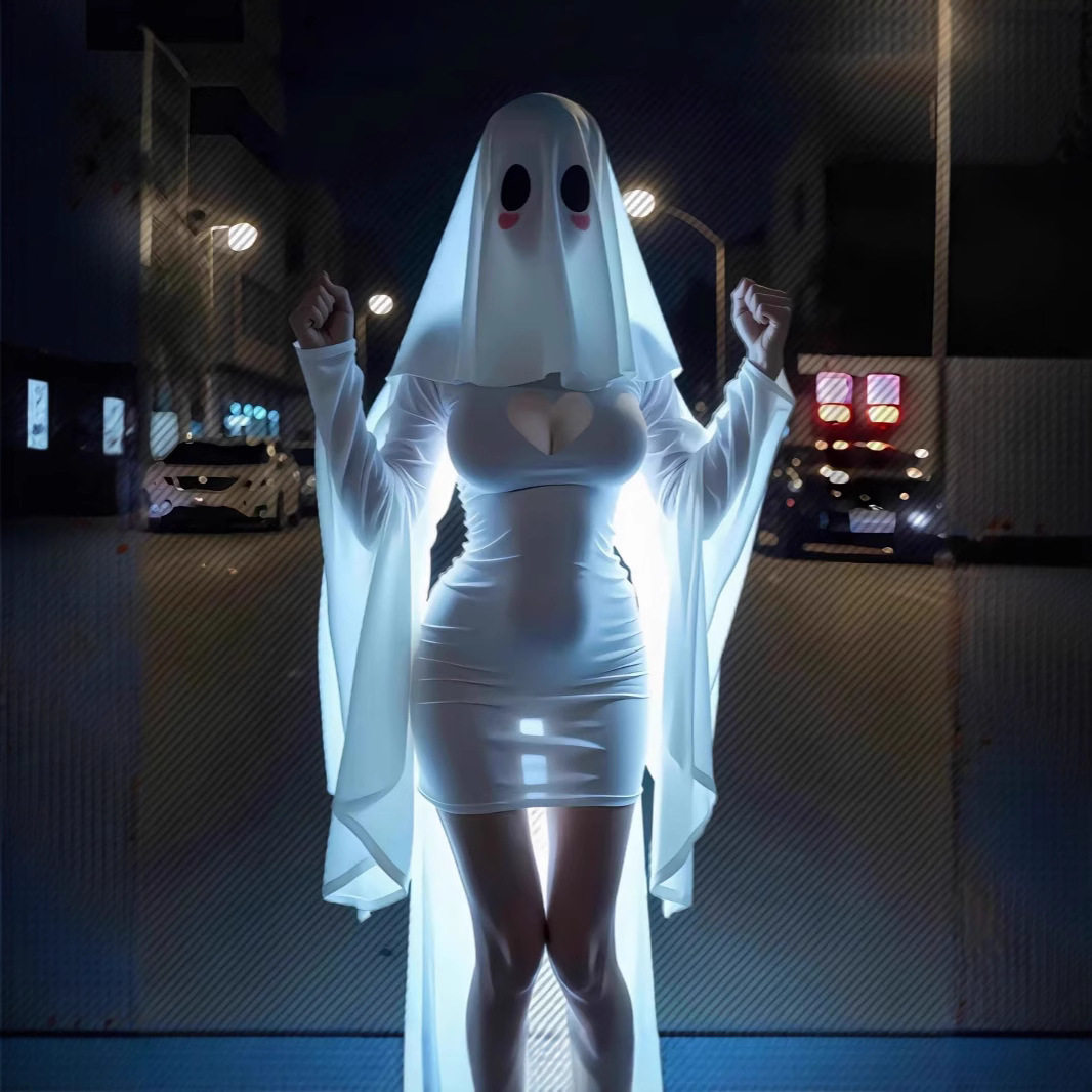Pure Desire Полая юбка-призрак Halloween GHOST COS Униформа J Простой халат для свиданий с открытой спиной 3041