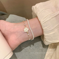Camellia Pearl Bracelet Women's 2026 New Light Luxury Niche Exquisite Accessory Cold Style Double Layer Stacked Bracelet