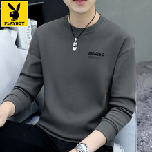 Playboy Spring 2024 New Round Neck Pure Cotton Sweater Men's Korean Loose Trendy Casual Bottom Top