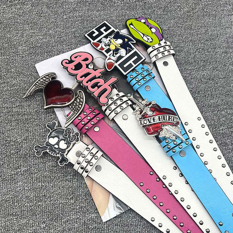 ПОЯС С буквенной ПРЯЖКОЙ INS Harajuku BELT Y2K MILLENNIUM HOT girl, европейский и американский уличный мультфильм, АНИМЕ, английский пояс с буквенной ЗАКЛЕПКОЙ