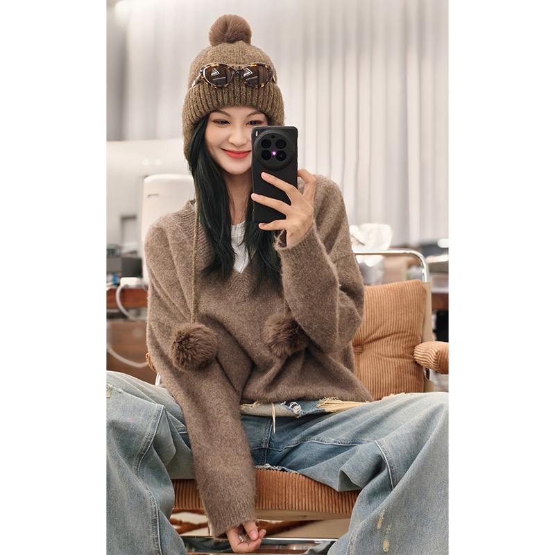 Meiyang MEIYANG Midnight Sweater Свитер из бархата Яка для тяжелой промышленности с кисточками /свободный повседневный свитер с круглым/ V-образным вырезом