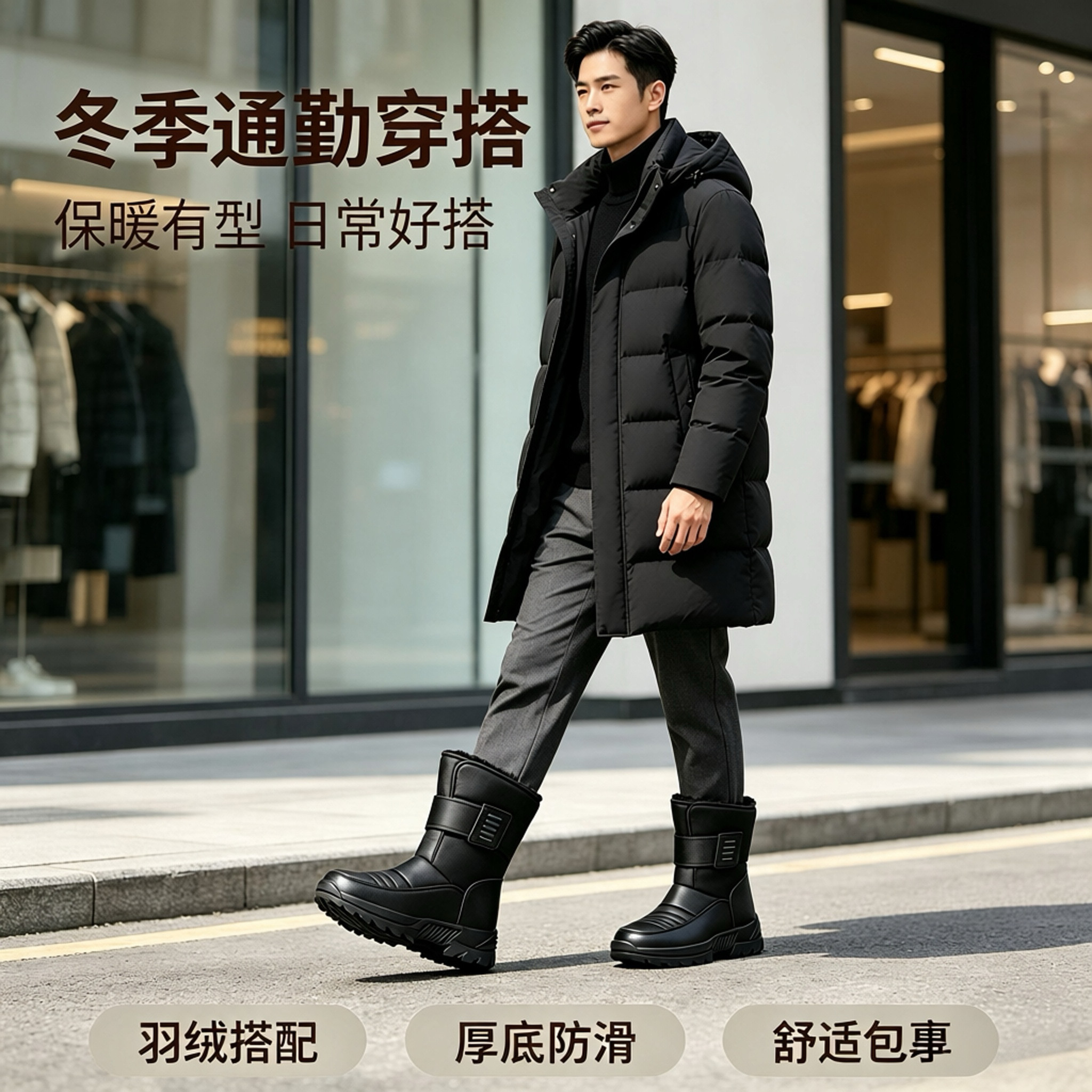 Зимние ботинки Shanghai Yijiabao для мужчин и женщин выполнены в одном стиле, чтобы сохранять тепло зимой и утепляться бархатом...