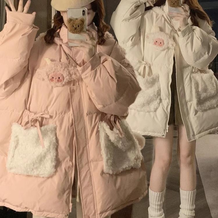 Пуховик женский 2025 осень и зима новая толстая стеганая куртка-пуховик маленькая стеганая куртка из овечьей шерсти стеганая куртка для студентов