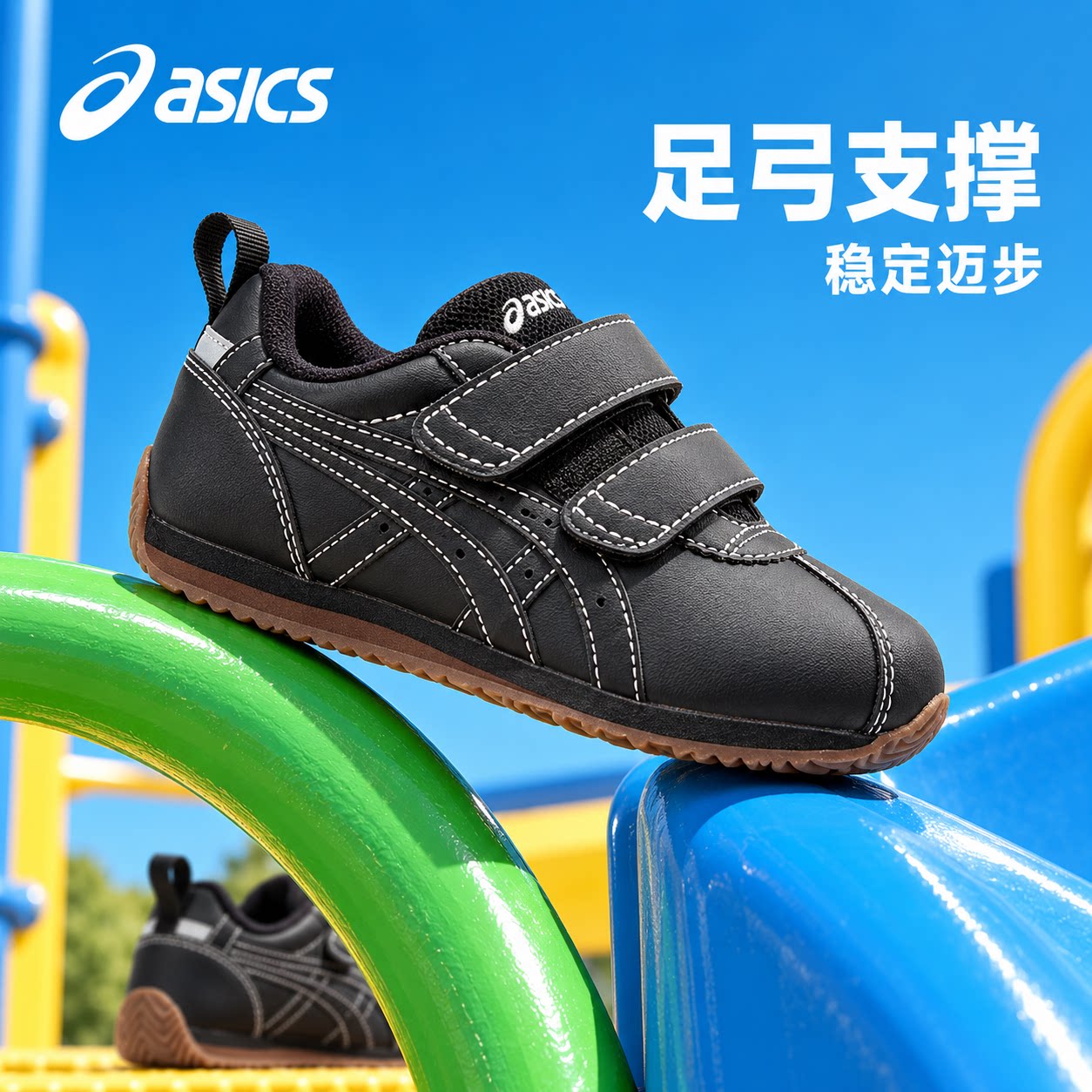 ASICS/Детская обувь для малышей ASICS baby новая амортизирующая износостойкая легкая детская обувь на липучках с супинатором