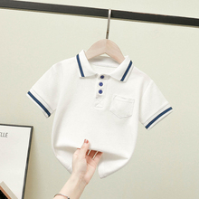 Boys polo shirt, baby and children's clothing, short sleeved lapel, summer clothing, baby striped pure cotton children's T-shirt, summer half sleeved