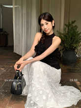 BLACK ROSE Summer 2024 New Women's High end Skirt Sweetly Tempered Lace Versatile Half Skirt for Women