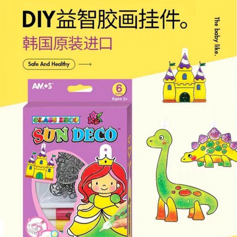 Клеевая раскраска детская без выпечки diy ручная роспись игрушка-раскраска для девочек amos crystal Корейская краска для граффити стеклянное окно