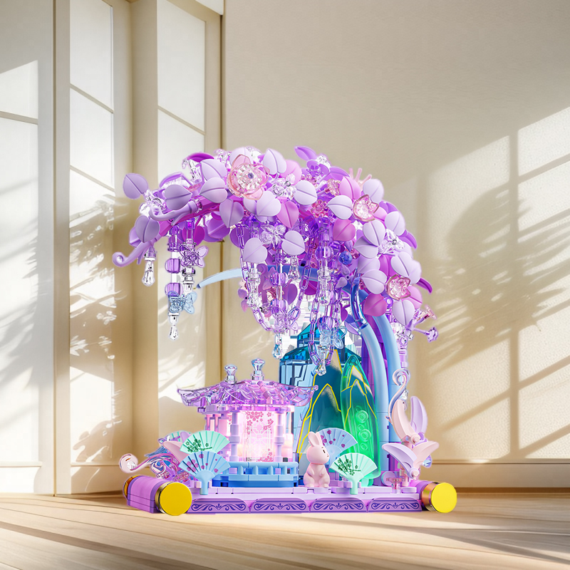 2025 Китайские строительные блоки сезон цветения вишни, высококачественные украшения для девочек, милые развивающие игрушки, подарки на день рождения для детей