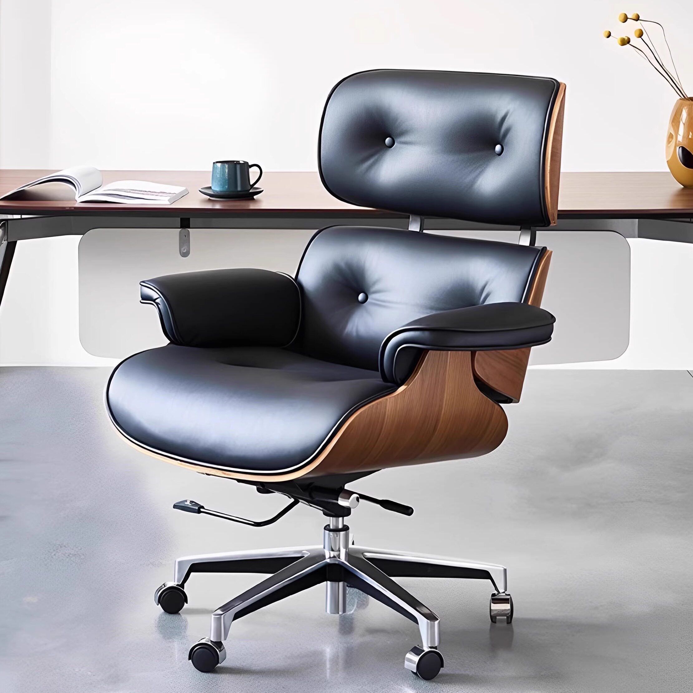 Оригинальное офисное кресло Eames, кожаное компьютерное кресло, легкое роскошное кресло бизнес-босса высокого класса, вращающееся кресло, домашнее удобное глубокое кресло