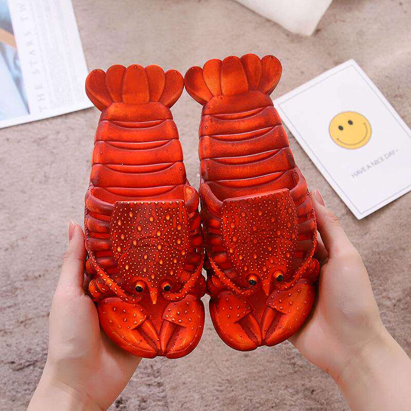 Summer unisex couple sandals, children's cartoon dragon sandals, quirky crayfish beach sandals