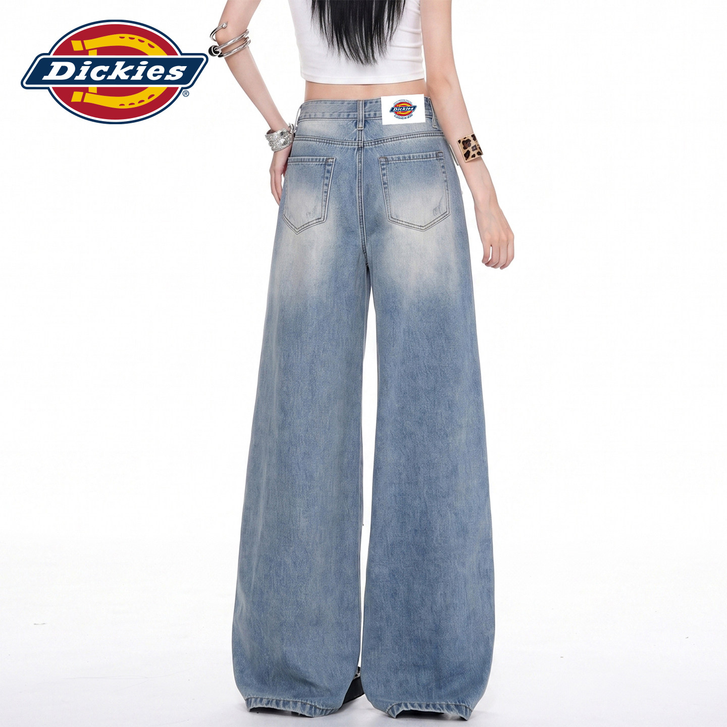Рваные джинсы с широкими штанинами в американском стиле Dickies Dikuishi, потертые уличные джинсы, женские свободные драповые брюки-моталки Y