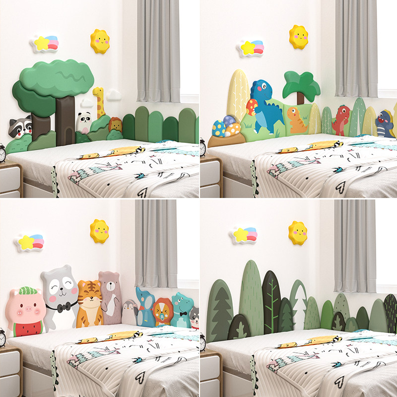Детская прикроватная мягкая сумка tatami wall surround cute stepping rice настенная панель подушка для спинки самоклеящаяся мультяшная наклейка на стену, предотвращающая столкновение