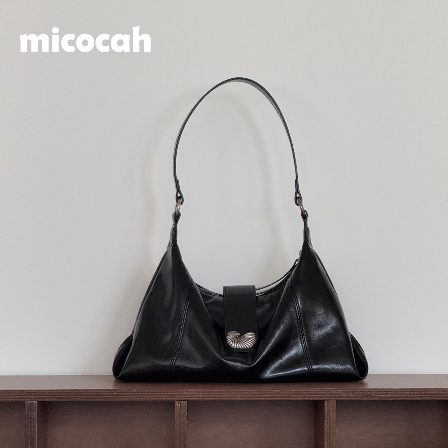 Нишевая сумка Micocah "Conch Impression", сумка для подмышек, сумка-мессенджер премиум-класса, женская сумка для поездок на работу, черная
