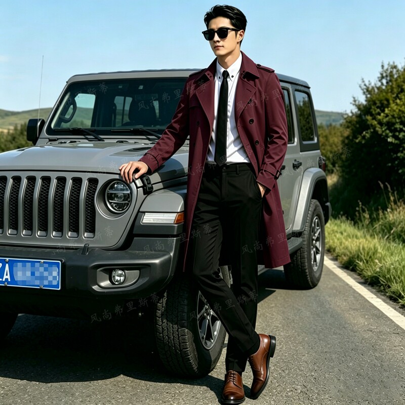 Мужская ветровка средней длины в британском стиле business slim fit сезона весна-осень 2026...