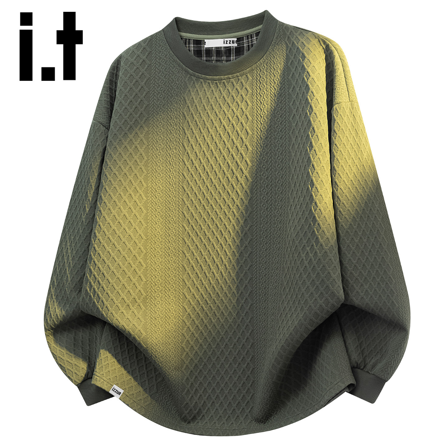 it izzue tide бренд texture sense, черный свитер, мужской осенний американский свободный повседневный топ с круглым вырезом и длинными рукавами, Y