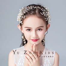 Children's headdress princess hairpin pearl clip girl super fairy head flower catwalk piano performance birthday party