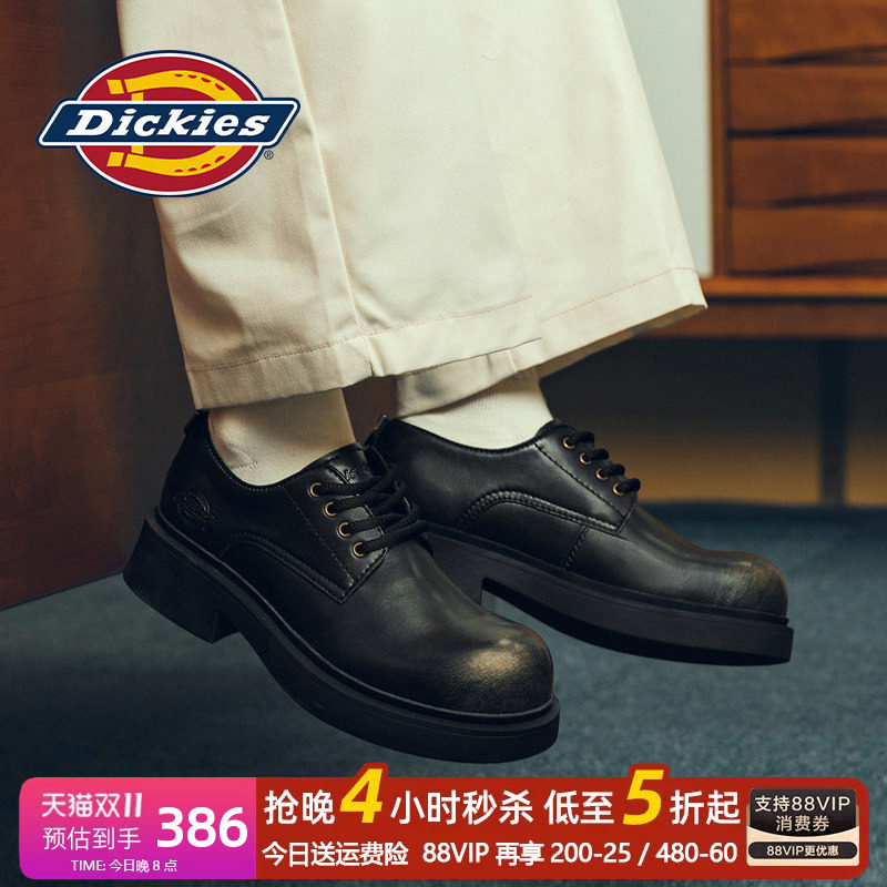 Мужская обувь Dickies; новинка 2026 года; зимняя мужская обувь черного цвета с большим носком; обувь в стиле дерби; мужская повседневная обувь на увеличенном