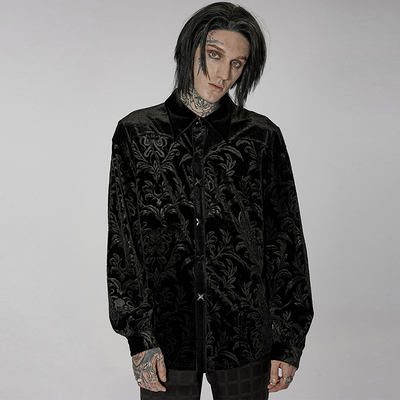 taobao agent ╋魔叹╋ PUNKRAVE哥特宫廷学院风GOTHIC丝绒料长袖男衬衫 WY1428