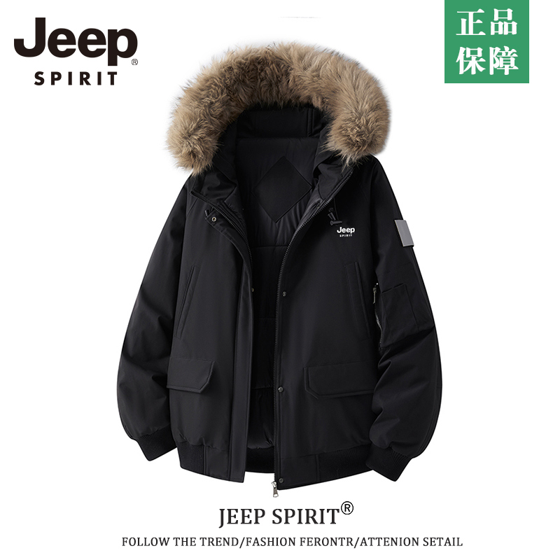 JEEP SPIRIT mountain sculpture куртка с капюшоном и меховым воротником на хлопчатобумажной подкладке, мужская зимняя теплая утепленная куртка Parker design sense с хлопчатобумажной подкладкой