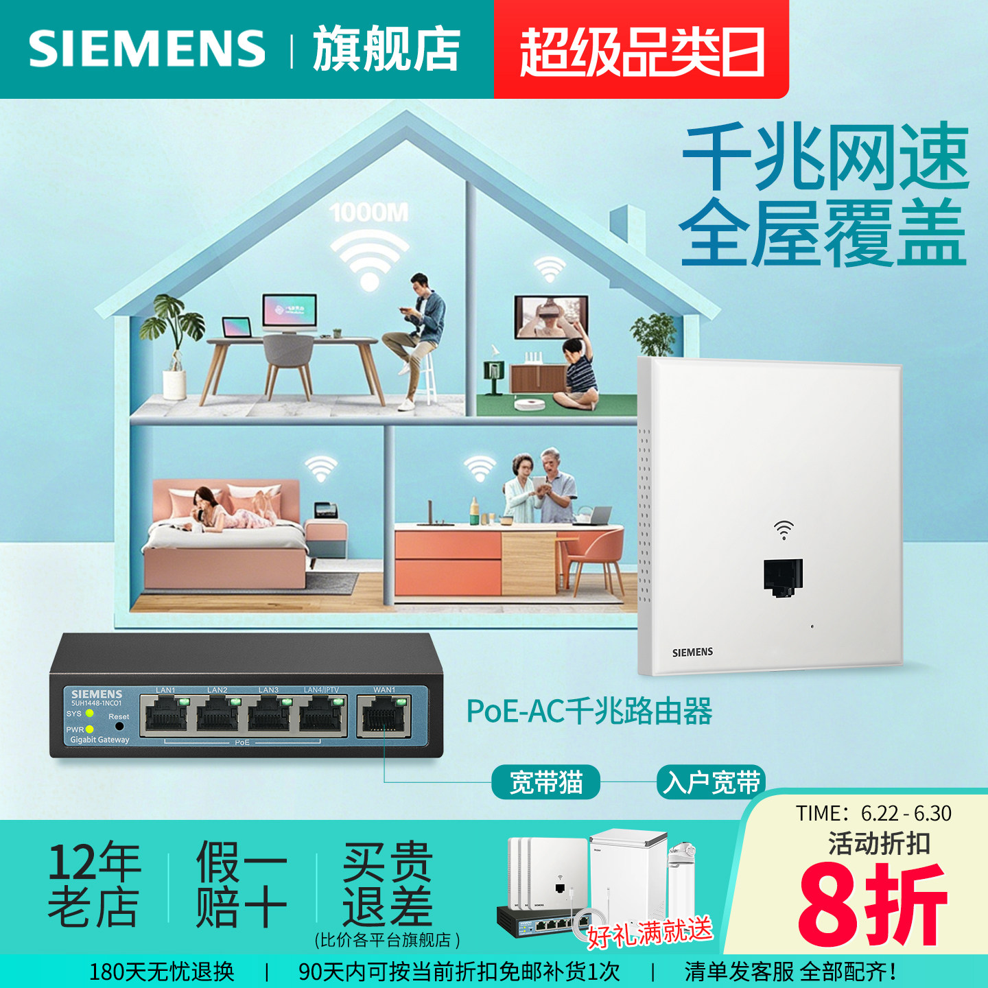 Панель Siemens для всего дома с покрытием POE-маршрутизатором переменного тока smart Gigabit Wi-Fi AP panel официальный флагманский магазин