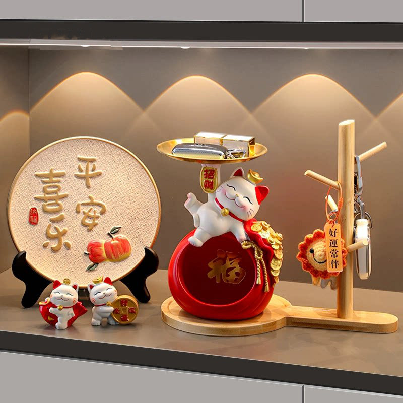 Новый китайский стиль lucky cat для хранения ключей, украшение крыльца, входная дверь, домашняя гостиная, украшение рабочего стола, подарок на новоселье