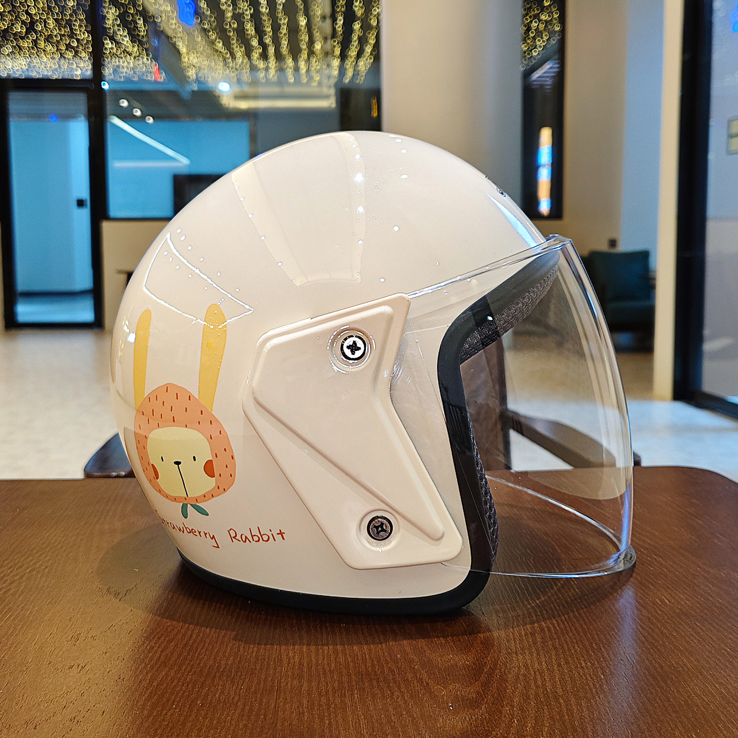 JACKEVIN electric motorcycle helmet with cute cartoon bunny...