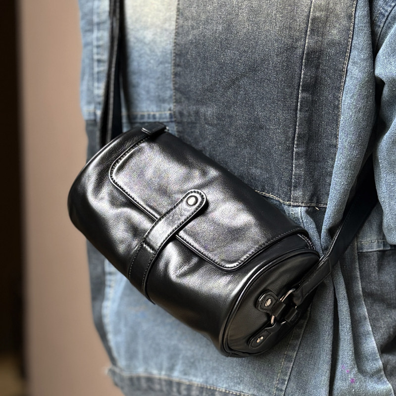 Maiwei leather унисекс, новая сумка-бочонок из мягкой кожи, универсальная сумка-мессенджер на одно плечо, первый слой воловьей кожи, маленькая сумка-подушка