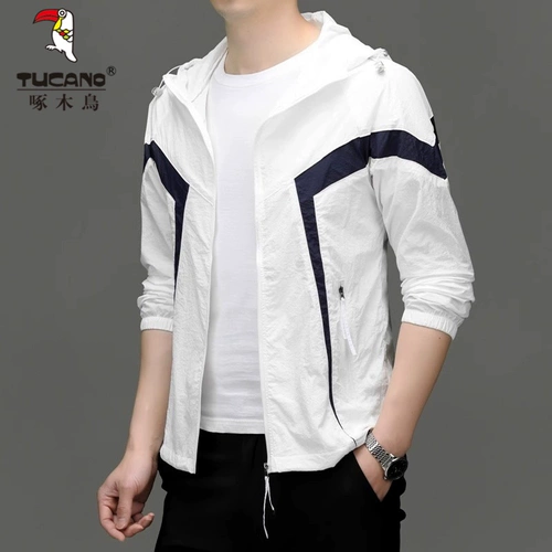 Мужская шелковая одежда для защиты от солнца, летняя сверхлегкая быстросохнущая дышащая ветровка для сухой кожи, куртка, защита от ультрафиолета