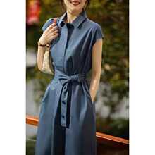 MONKOLCINLY High end Exquisite Shirt Style Dress for Women in Summer 2024, Slim Waist and Fashionable Style