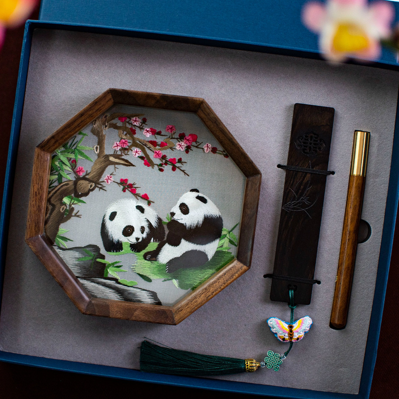 Украшения для вышивки Су панда подарочный набор из трех предметов для иностранцев двусторонняя вышивка ручной работы культурное и креативное нематериальное культурное наследие ремесла сувениры