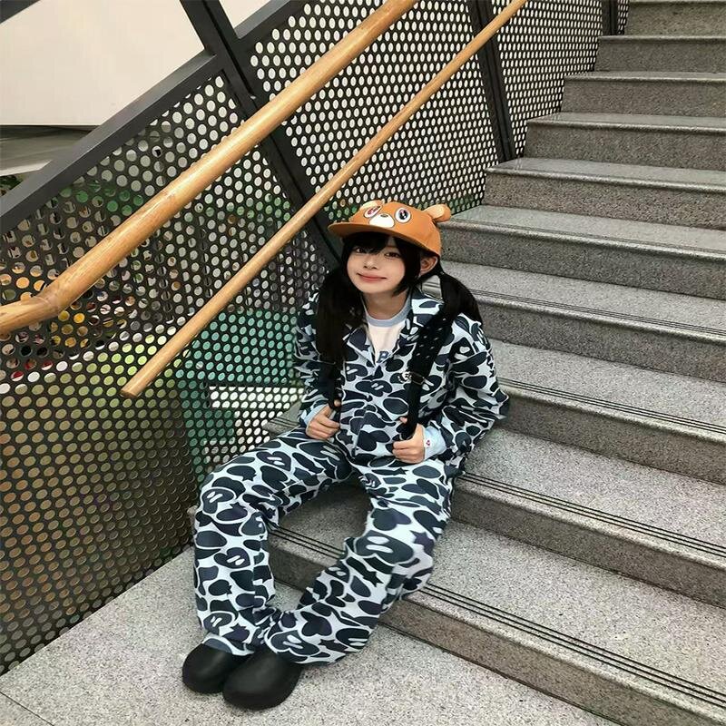 APEE ape-man камуфляжный свитер с капюшоном BAPE, куртка, американский кардиган для милой девушки, повседневный топ