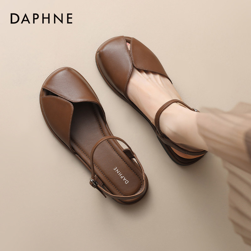 Женские босоножки Daphne hollow Baotou; новинка 2026 года; летняя верхняя одежда; французские пляжные римские сандалии и тапочки на плоской подошве