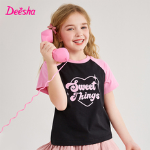 Desa Children's Wear Girls' Short sleeved T-shirt Summer New Western Style Contrast Color Girls' Top Children's Bottom