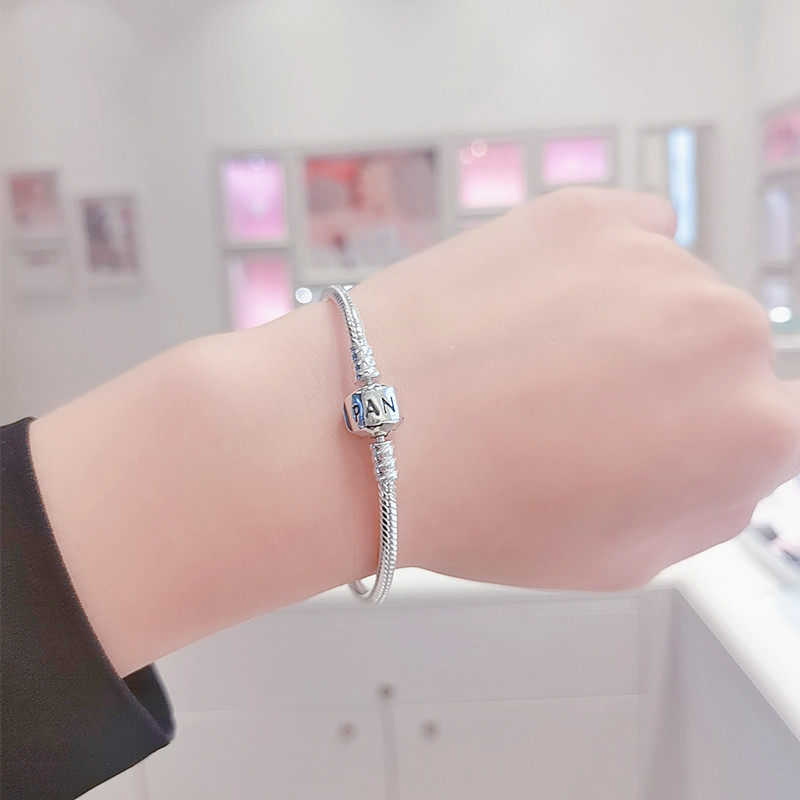 Пандора Pandora Цепочка из змеиной кости из стерлингового серебра 925 пробы 590702HV Браслет для пары Базовый браслет Подарок на День святого Валентина